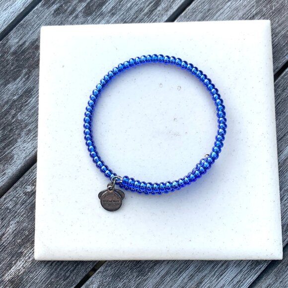 Alex and Ani Metallic Cobalt Blue Beaded Wrap Bracelet Expands To Fit - Picture 2 of 2
